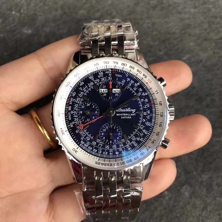 JF廠百年靈航空計時繫列鋼帶男士計時機械腕錶46mm 藍面-C廠勞力士價格,Clean廠迪通拿手錶